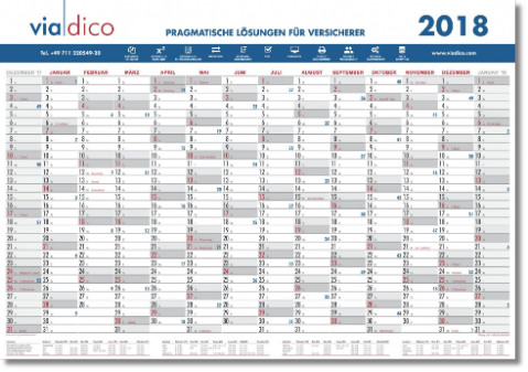 Jahresplaner 2019 mit 14 Monatsspalten