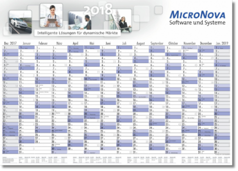 Jahresplaner 2019 mit 14 Monatsspalten