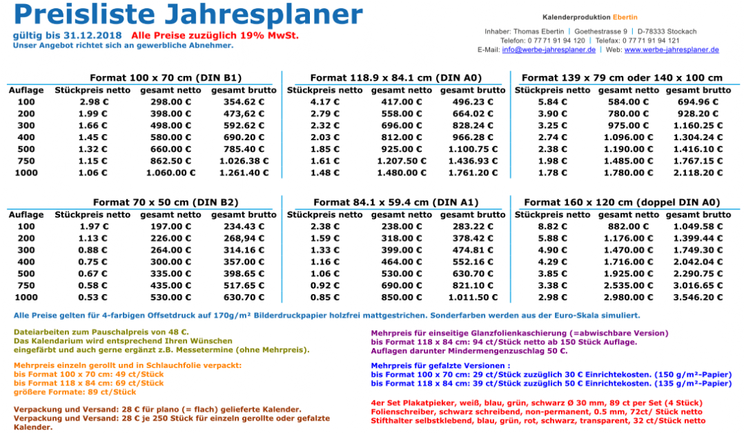 Preisliste Jahresplaner. Bitte klicken zum Öffnen als PDF