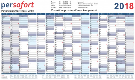 Kalender mit bayerischen Ferienterminen